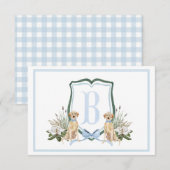 Preppy Southern Blue Boy Dog Baby shower Bedankkaart (Voorkant / Achterkant)
