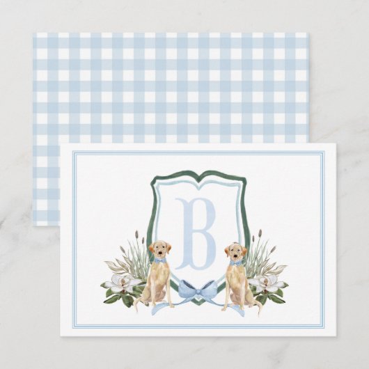 Preppy Southern Blue Boy Dog Baby shower Bedankkaart (Voorkant / Achterkant)