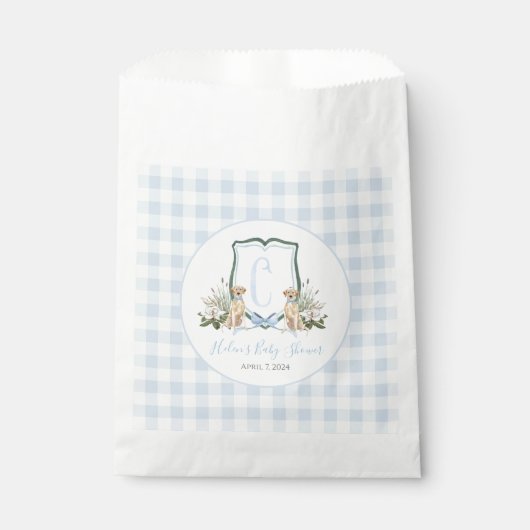 Preppy Southern Blue Boy Dog Baby shower Bedankzakje (Voorkant)