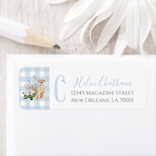 Preppy Southern Blue Boy Dog Baby shower Etiket (Insitu)