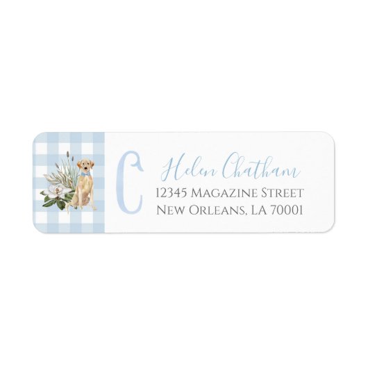 Preppy Southern Blue Boy Dog Baby shower Etiket (Voorkant)