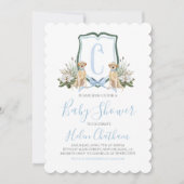 Preppy Southern Blue Boy Dog Baby shower Kaart (Voorkant)