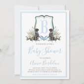 Preppy Southern Blue Boy Dog Baby shower Kaart (Voorkant)