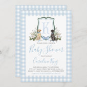 Preppy Southern Blue Boy Dog Baby shower Kaart (Voorkant / Achterkant)