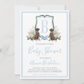 Preppy Southern Blue Boy Dog Baby shower Kaart (Voorkant)
