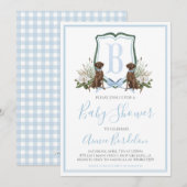 Preppy Southern Blue Boy Dog Baby shower Kaart (Voorkant / Achterkant)