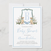 Preppy Southern Blue Boy Dog Baby shower Kaart (Voorkant)