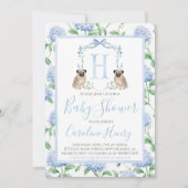 Preppy Southern Blue Boy Dog Baby shower Kaart (Voorkant)