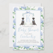 Preppy Southern Blue Boy Dog Baby shower Kaart (Voorkant)