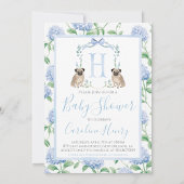 Preppy Southern Blue Boy Dog Baby shower Kaart