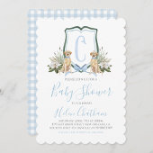 Preppy Southern Blue Boy Dog Baby shower Kaart