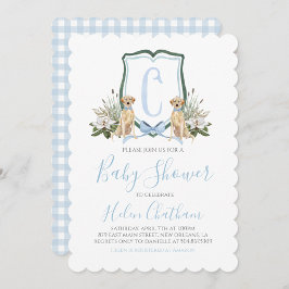 Preppy Southern Blue Boy Dog Baby shower Kaart