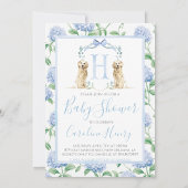 Preppy Southern Blue Boy Dog Baby shower Kaart