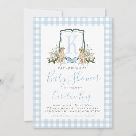 Preppy Southern Blue Boy Dog Baby shower Kaart