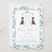 Preppy Southern Blue Boy Dog Baby shower Kaart