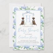 Preppy Southern Blue Boy Dog Baby shower Kaart (Voorkant)