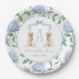 Preppy Southern Blue Boy Dog Baby shower Papieren Bordje