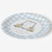 Preppy Southern Blue Boy Dog Baby shower Papieren Bordje (Gekanteld)