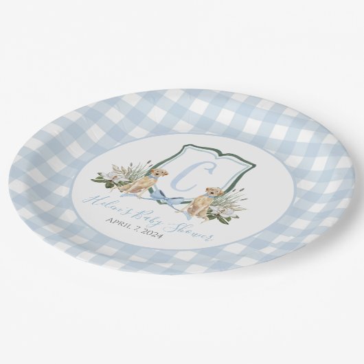 Preppy Southern Blue Boy Dog Baby shower Papieren Bordje (Gekanteld)
