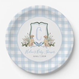 Preppy Southern Blue Boy Dog Baby shower Papieren Bordje