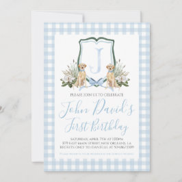 Preppy Southern Blue Boy Dog eerste verjaardag Kaart