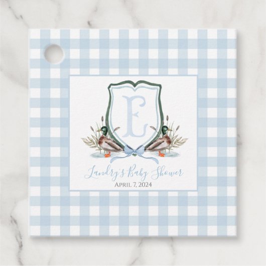 Preppy Southern Blue Boy Duck Baby shower Bedankjes Labels (Voorkant)