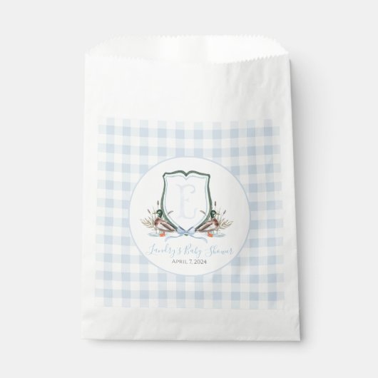 Preppy Southern Blue Boy Duck Baby shower Bedankzakje (Voorkant)