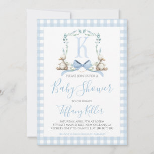 Preppy Southern Blue Boy Duck Baby shower Kaart
