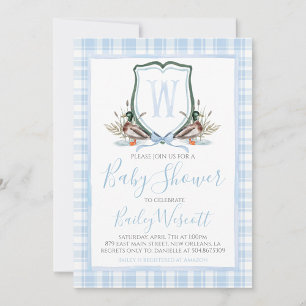 Preppy Southern Blue Boy Duck Baby shower Kaart