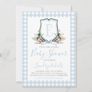 Preppy Southern Blue Boy Duck Baby shower Kaart