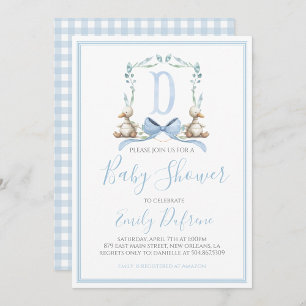Preppy Southern Blue Boy Duck Baby shower Kaart
