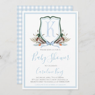 Preppy Southern Blue Boy Duck Baby shower Kaart