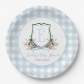 Preppy Southern Blue Boy Duck Baby shower Papieren Bordje (Voorkant)