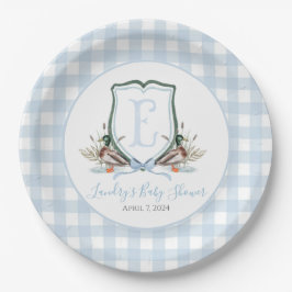 Preppy Southern Blue Boy Duck Baby shower Papieren Bordje