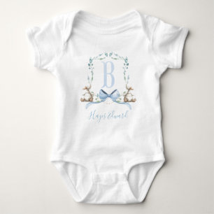 Preppy Southern Blue Boy Duck Baby shower Romper