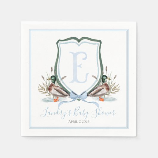 Preppy Southern Blue Boy Duck Baby shower Servet (Voorkant)