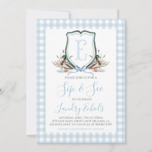 Preppy Southern Blue Boy Duck Baby Sip & See Kaart