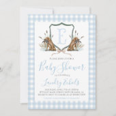 Preppy Southern Blue Boy Duck Dog Baby shower Kaart (Voorkant)