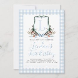 Preppy Southern Blue Boy Eend eerste verjaardag Kaart