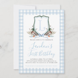 Preppy Southern Blue Boy Eend eerste verjaardag Kaart