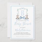 Preppy Southern Blue Boy Koe Baby shower Kaart (Voorkant)