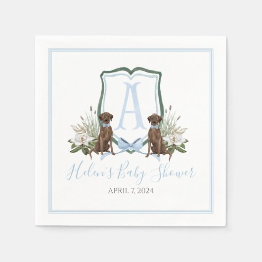 Preppy Southern Blue Boy Lab Baby Shower Napkins Servet (Voorkant)