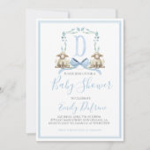 Preppy Southern Blue Boy Lamb Baby shower Kaart (Voorkant)