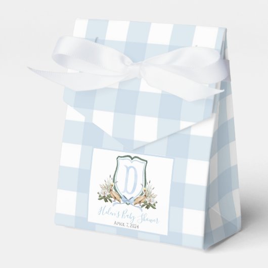 Preppy Southern Blue Boy Pelikaan Baby shower Bedankdoosjes (Voorkant Zijde)