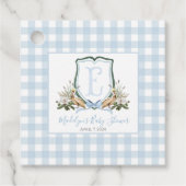 Preppy Southern Blue Boy Pelikaan Baby shower Bedankjes Labels (Voorkant)