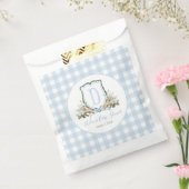 Preppy Southern Blue Boy Pelikaan Baby shower Bedankzakje (Gezegeld)