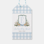 Preppy Southern Blue Boy Pelikaan Baby shower Cadeaulabel (Voorkant)