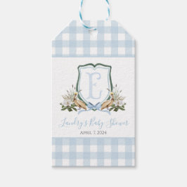 Preppy Southern Blue Boy Pelikaan Baby shower Cadeaulabel
