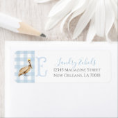 Preppy Southern Blue Boy Pelikaan Baby shower Etiket (Insitu)