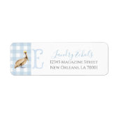 Preppy Southern Blue Boy Pelikaan Baby shower Etiket (Voorkant)